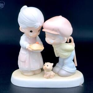 Adorable Vintage Precious Moments Figurine - Sweet Old Couple with Puppy